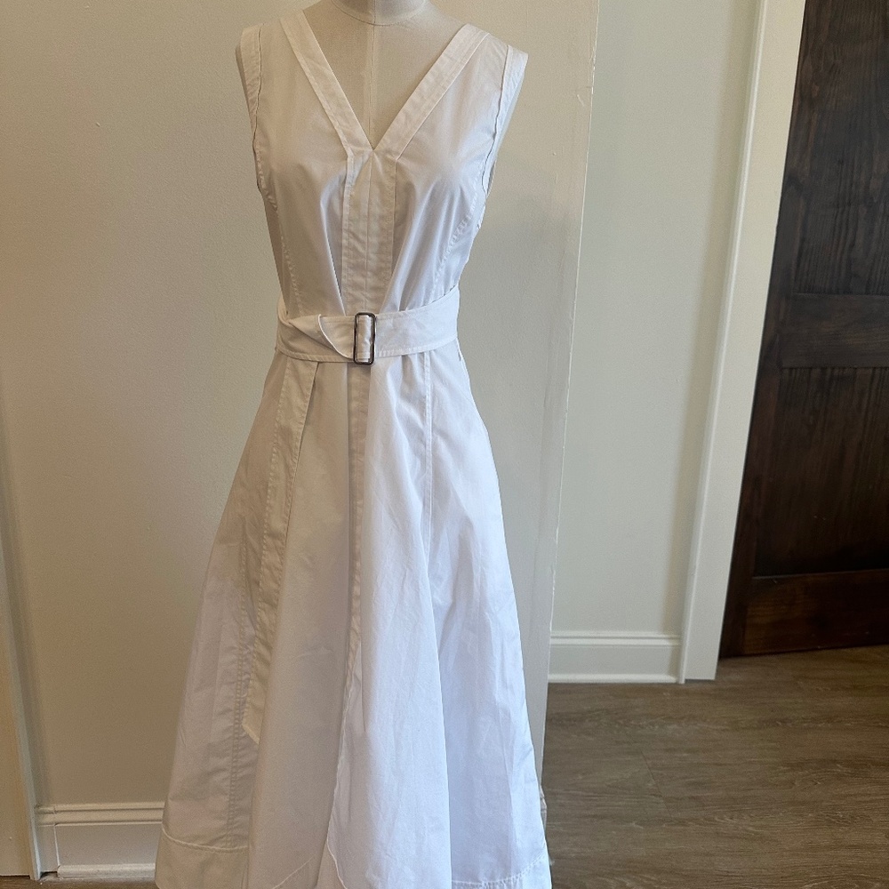 3.1 Phillip Lim, Sleeveless Belted Cotton Blend Midi Dress, white, US 2